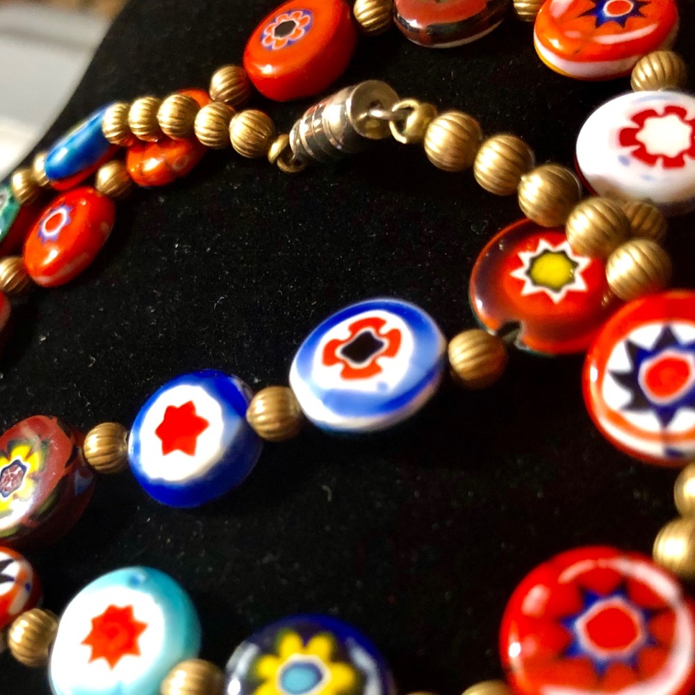 Vintage Venetian Millefiori Coin Bead Choker - Picture 2 of 7